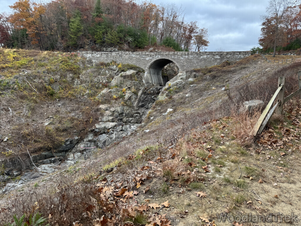 Arch road bridge over the dry Quabbin Reservoir spillway